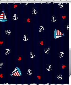 Sailing Anchor Ocean Fabric Shower Curtain for Bathroom Decor