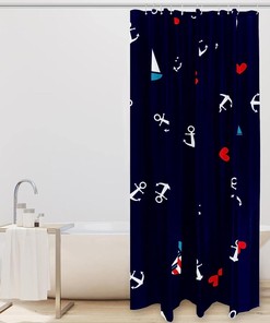 Sailing Anchor Ocean Fabric Shower Curtain for Bathroom Decor
