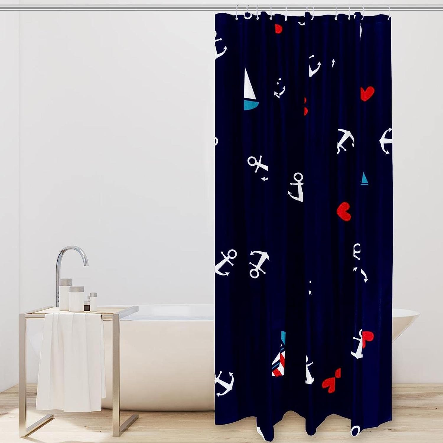Sailing Anchor Ocean Fabric Shower Curtain for Bathroom Decor