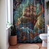 Sailing Dream Nautical Shower Curtain, Ocean Octopus and Sailboat Themed Bathroom Decor