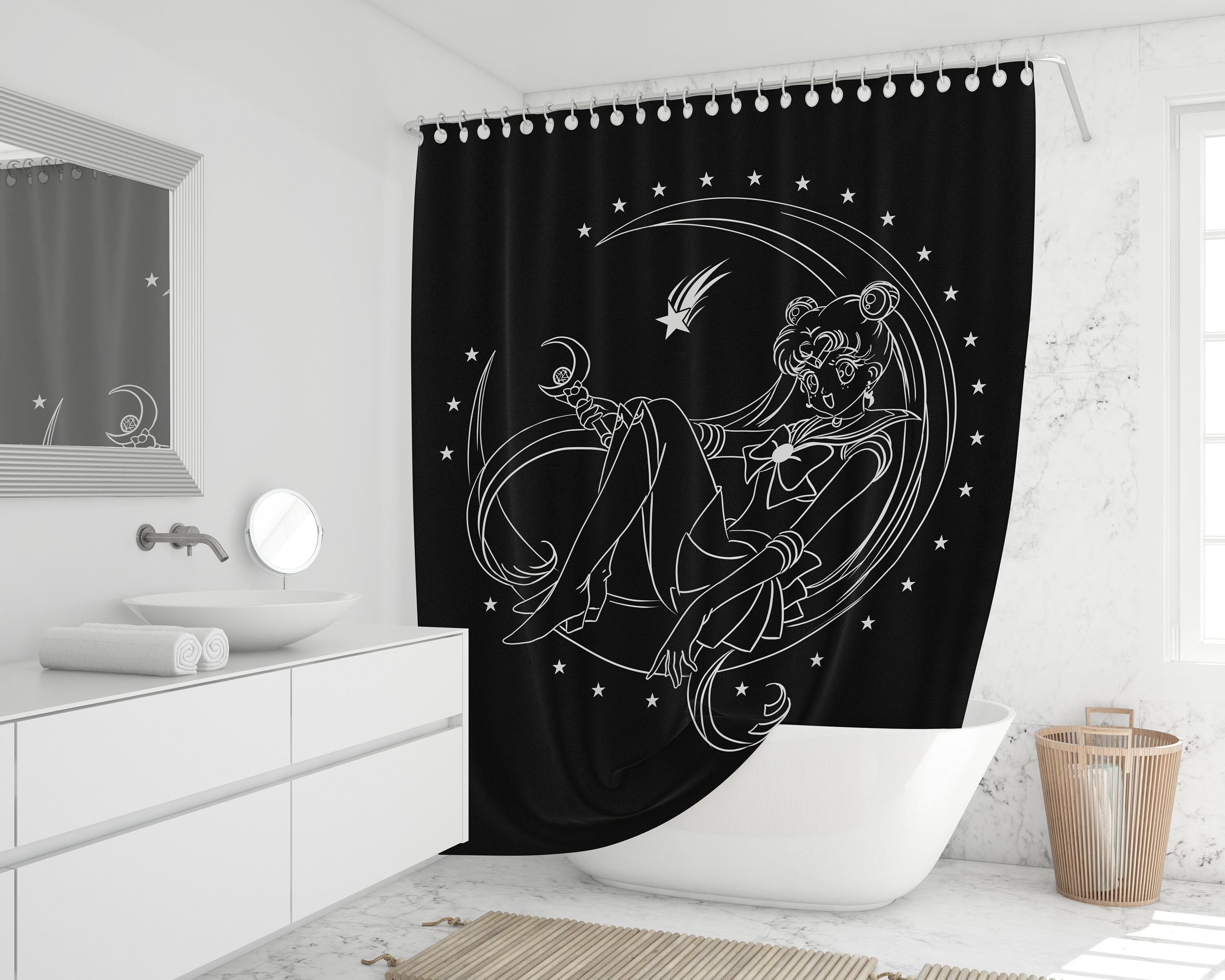 Sailor Moon Anime Merch Shower Curtain for Your Bathroom - Vintage Shower Curtains
