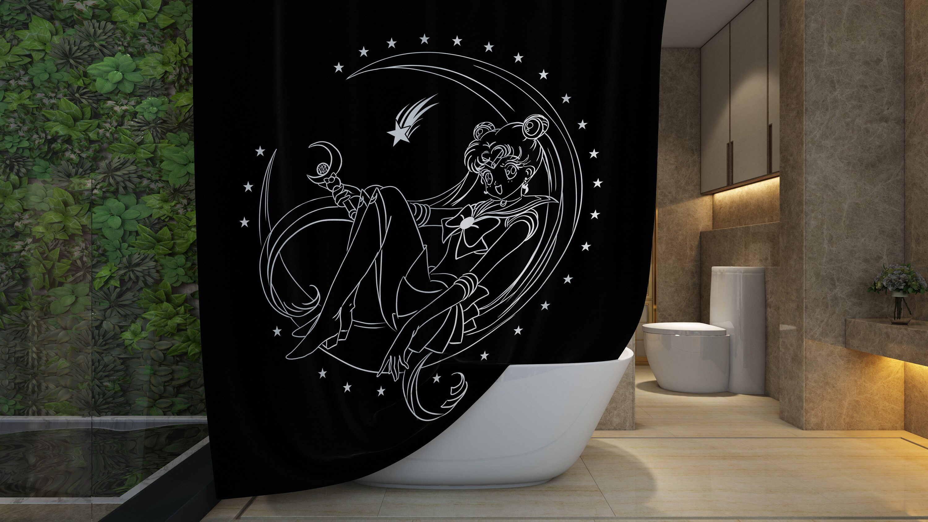 Sailor Moon Anime Merch Shower Curtain for Your Bathroom - Vintage Shower Curtains