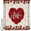 Saint Red Flower Country Rustic Spring Valentine's Rose Shower Curtain