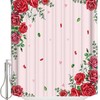 Saint Spring Floral Flower Red Rose Shower Curtain for Valentines Day