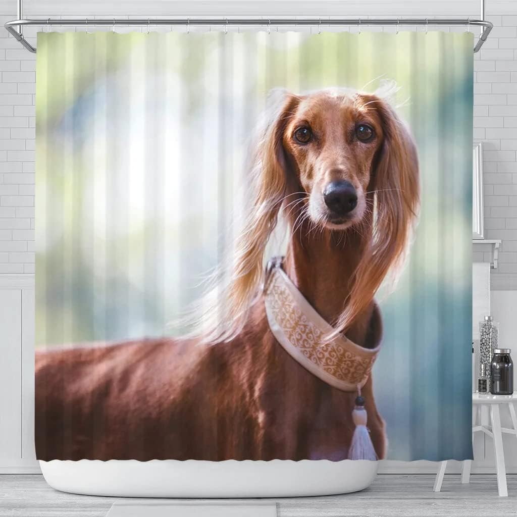Saluki Dog Pattern Shower Curtain - Awesome Fabric Print Design