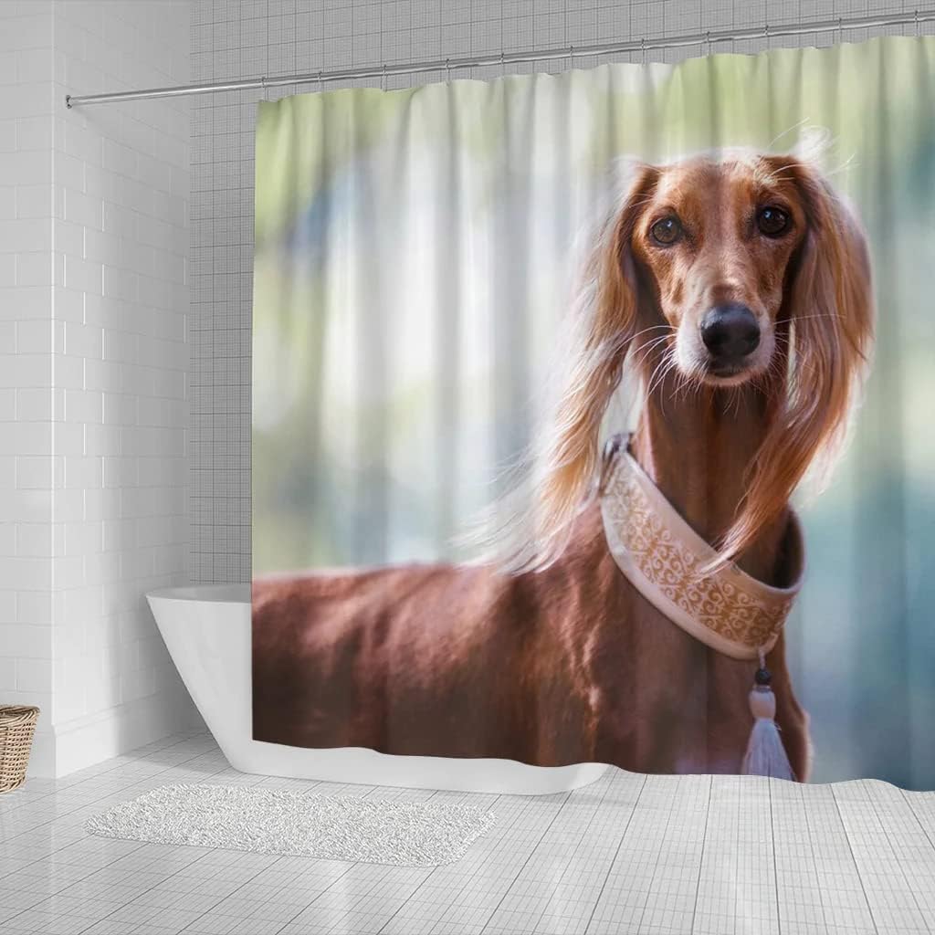 Saluki Dog Pattern Shower Curtain - Awesome Fabric Print Design - Image 2