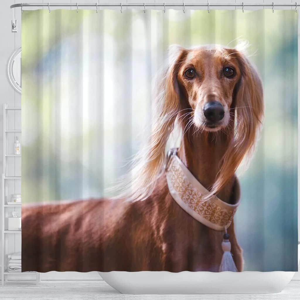 Saluki Dog Pattern Shower Curtain - Awesome Fabric Print Design - Image 3