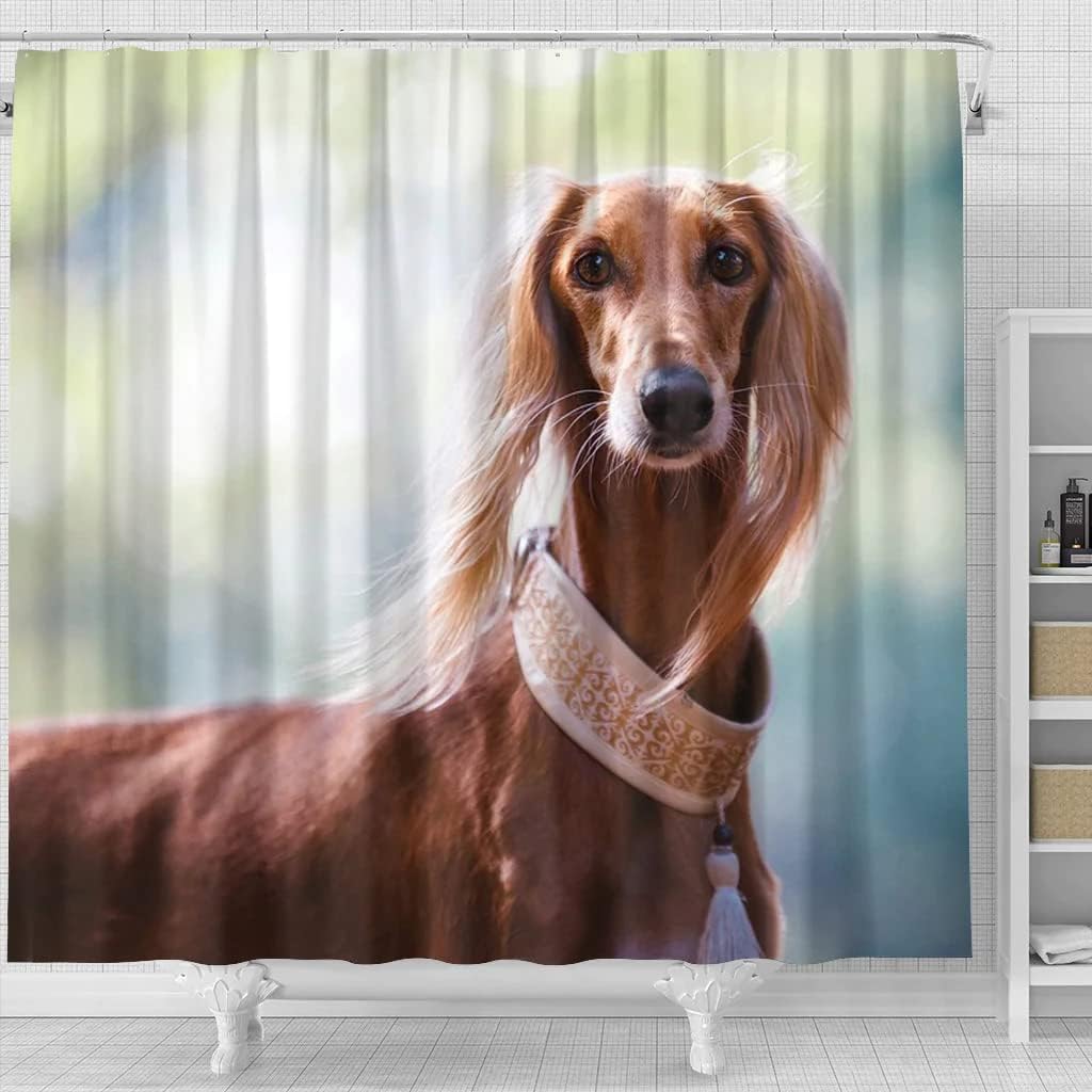 Saluki Dog Pattern Shower Curtain - Awesome Fabric Print Design - Image 4
