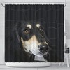 Saluki Dog Print Shower Curtain - Black Bathroom Curtain With Cute Pet Design