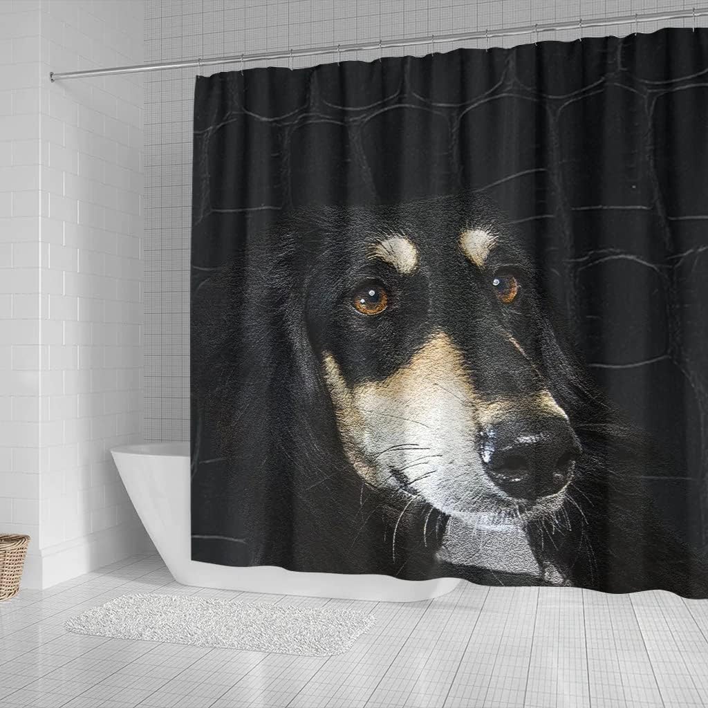 Saluki Dog Print Shower Curtain - Black Bathroom Curtain With Cute Pet Design - Image 2