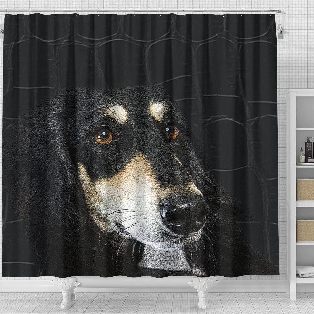 Saluki Dog Print Shower Curtain - Black Bathroom Curtain With Cute Pet Design - Image 4