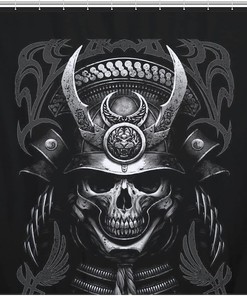 Samurai Skull Modern Durable Washable Bathroom Shower Curtain