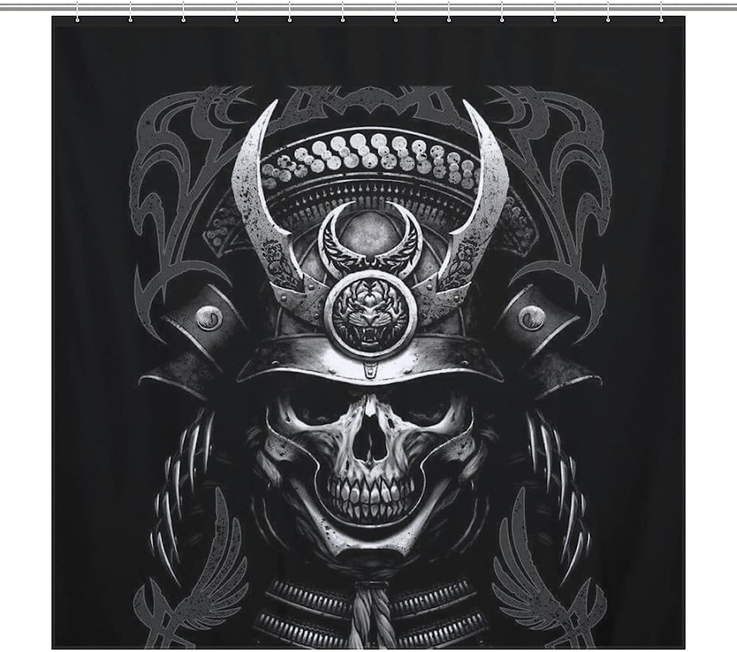 Samurai Skull Modern Durable Washable Bathroom Shower Curtain