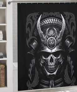 Samurai Skull Modern Durable Washable Bathroom Shower Curtain