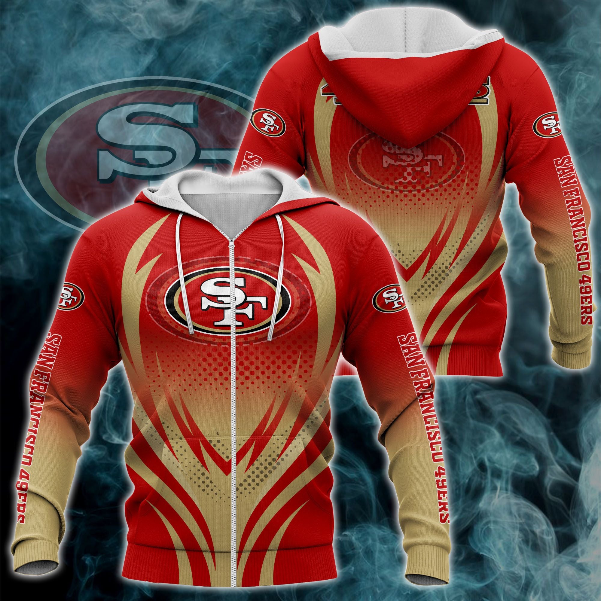 San Francisco 49Ers All Over Print Zipper Hoodie 3D Print Gifts For Fans