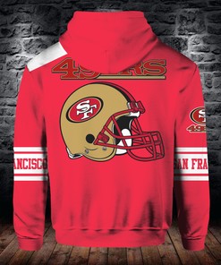 San Francisco 49Ers Cute Long Sleeve All Over Print Zip Up Hoodie For Fans