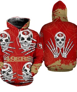 San Francisco 49Ers Skull For Halloween Graphic All Over Print Hoodie