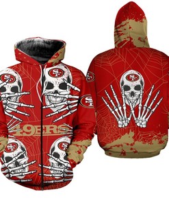 San Francisco 49Ers Skull For Halloween Graphic All Over Print Hoodie