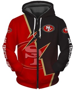 San Francisco 49Ers Zigzag Graphic All Over Print Zip Hoodie Gifts For Fans