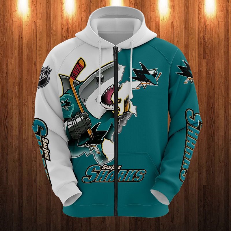 San Jose Sharks 3D Cartoon Graphic 3D All Over Print Zip Hoodie - Gifts For Fan