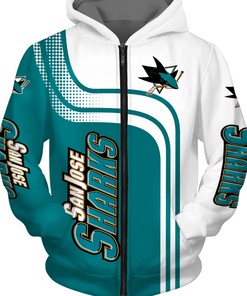 San Jose Sharks All Over Print Hoodie - Zip Hoodie Pullover Gift For Fans