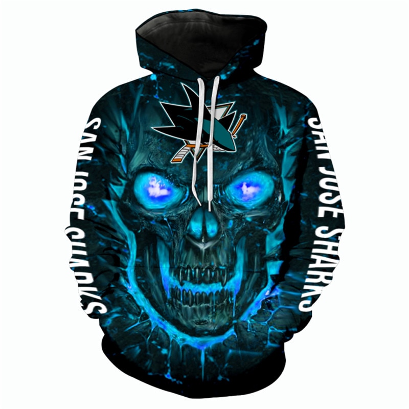 San Jose Sharks Halloween Hoodie - 3D Skulls Pullover Nhl All Over Print