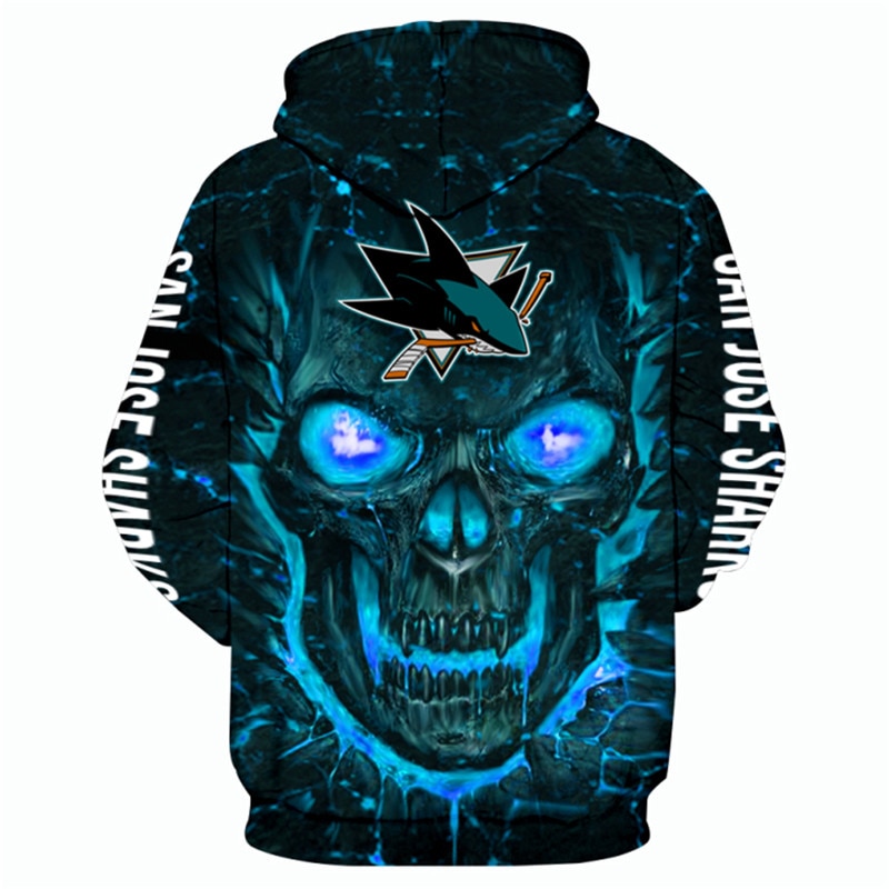 San Jose Sharks Halloween Hoodie - 3D Skulls Pullover Nhl All Over Print