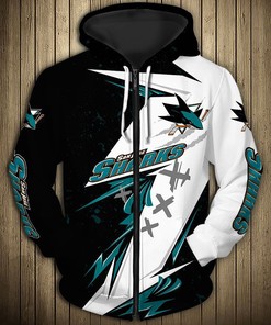 San Jose Sharks Thunder Design 3D All Over Print Hoodie Pullover Nhl