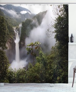 San Rafael Waterfall Natural Printed Shower Curtain For Serene Bathroom Decor