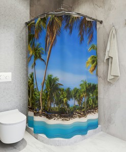 Sand Beach Shower Curtain - AI Art Print, Modern Bathroom Decor, Abstract Art, Beach Shower Curtain