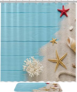 Sand Seashells, Beautiful Waterproof Bathroom Shower Curtain