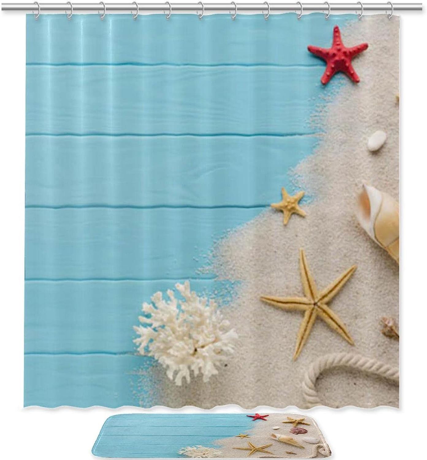 Sand Seashells, Beautiful Waterproof Bathroom Shower Curtain