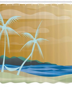 Sandy Beach Relax Print Shower Curtain for a Sandy Bathroom
