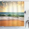 Sandy Beach Shower Curtain, Small Wave And Bubbles Print, Cloth Bathroom Decor