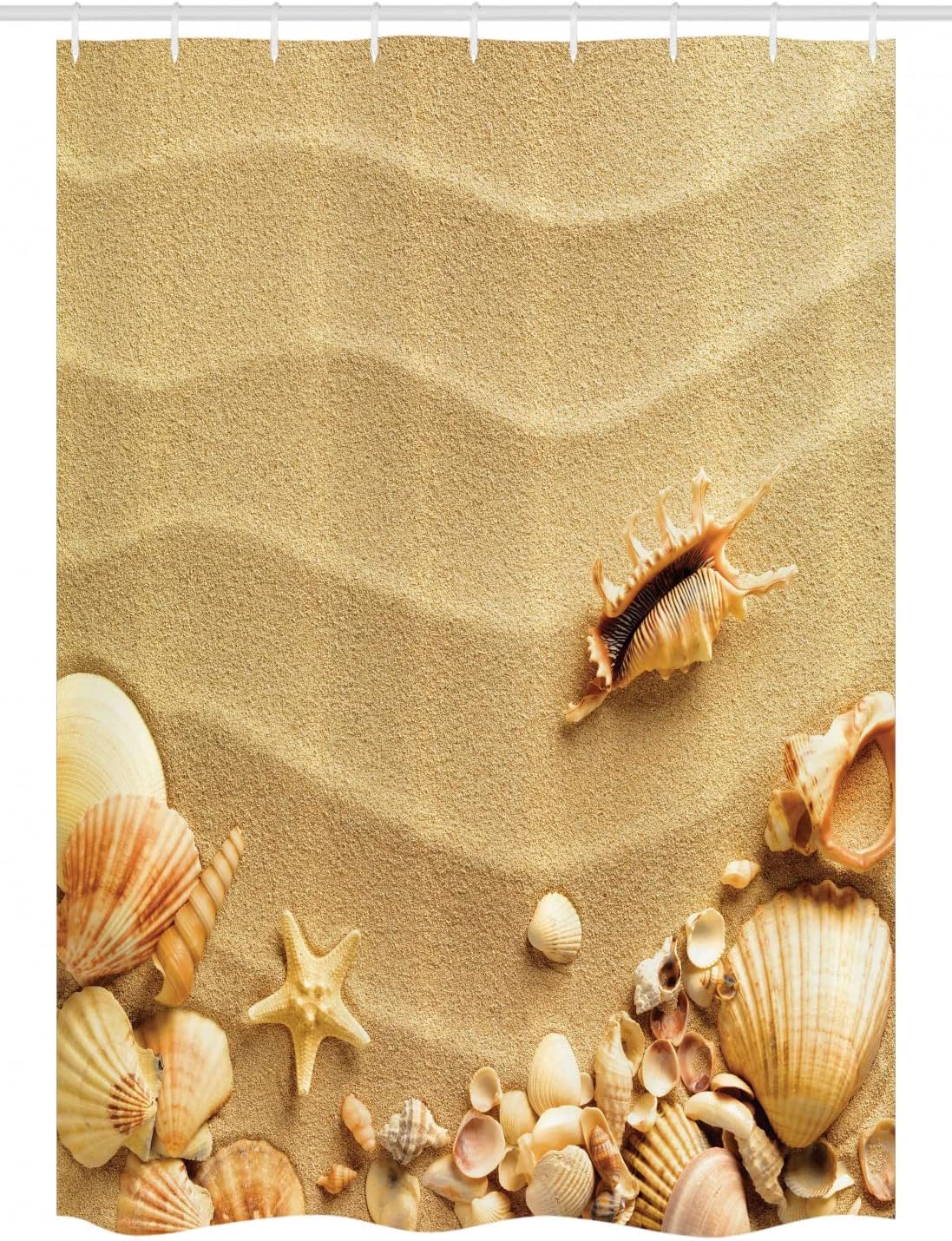 Sandy Beach Starfish Seashells Stall Shower Curtain - Image 4