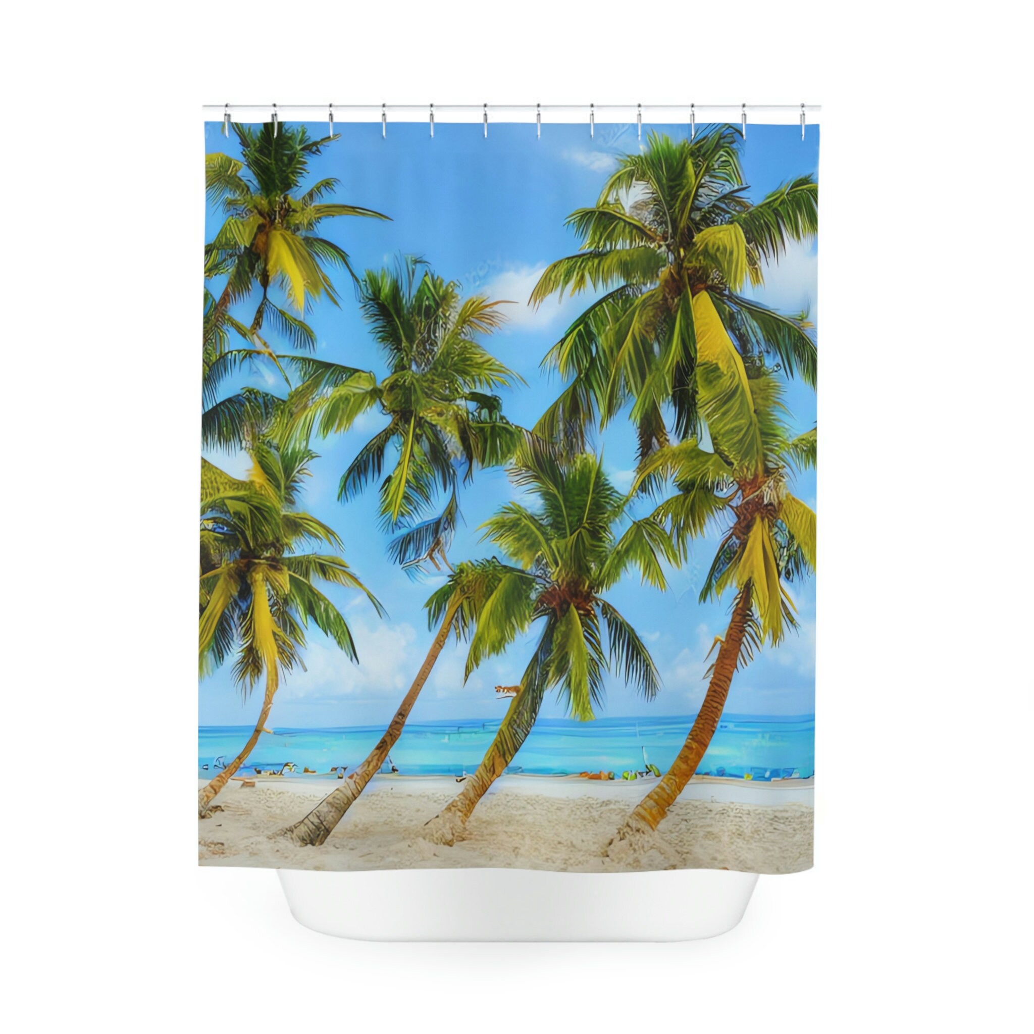Sandy Beach Sunset Shower Curtain For A Serene Bathroom Atmosphere - Image 2