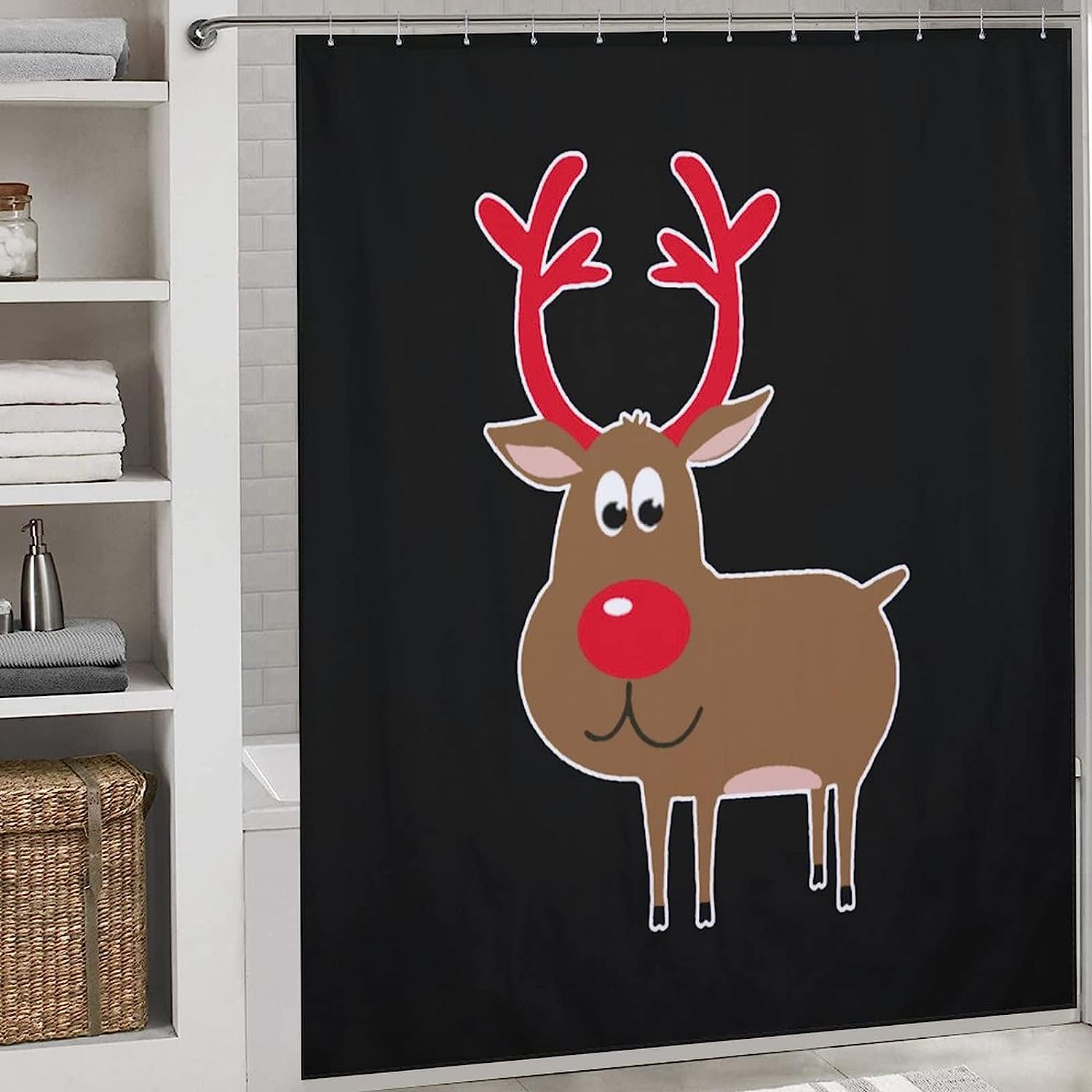 Santa Claus Deer Shower Curtain- Enjoy the Holiday Spirit in Your Bathroom