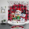 Santa Claus Elk Snowman Red Check Plaid Shower Curtain for a Festive Bathroom Look