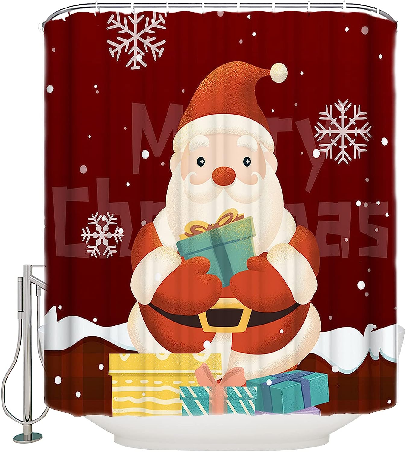 Santa Claus Gift Shower Curtain To Add Cheer To Your Christmas Decor