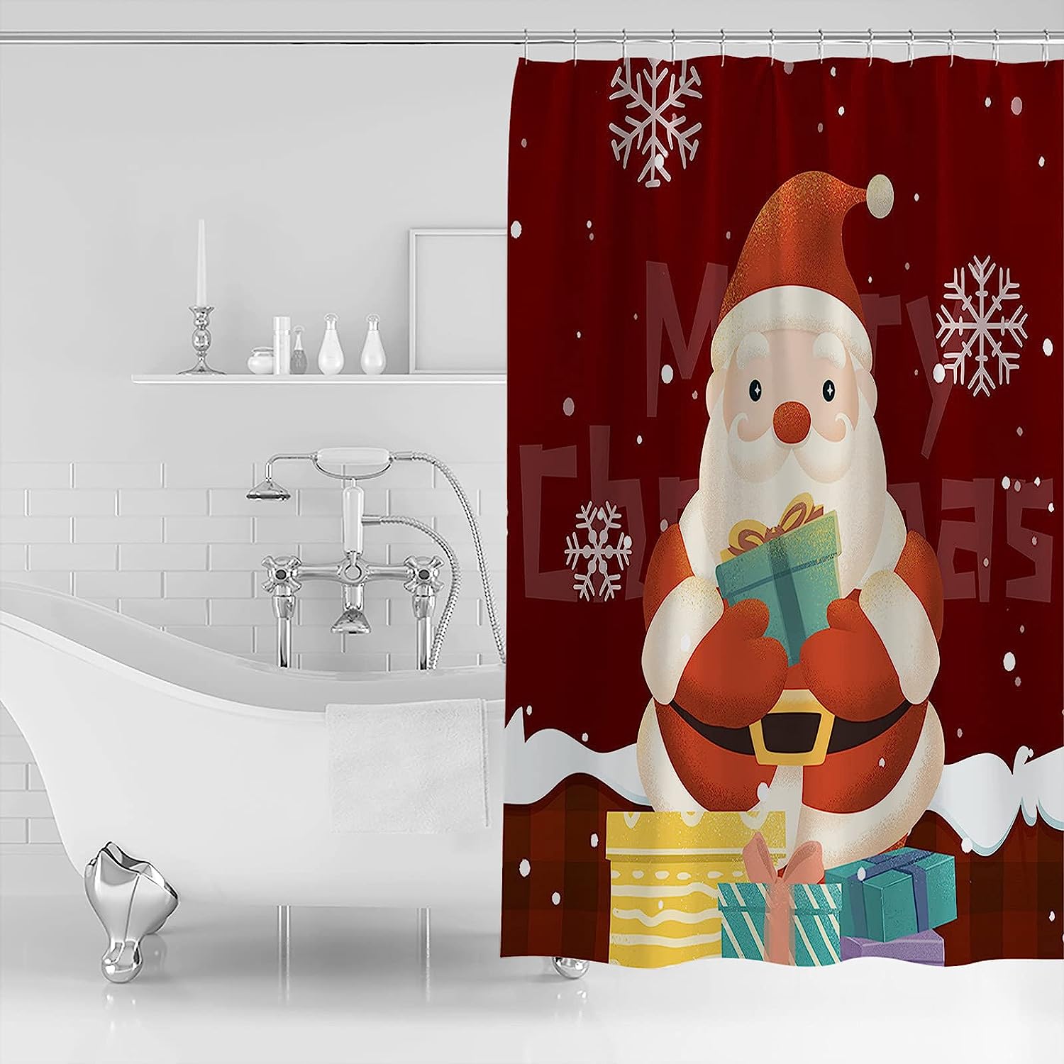 Santa Claus Gift Shower Curtain To Add Cheer To Your Christmas Decor - Image 2