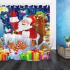 Santa Claus, Gifts, Bear Toys, And Chimney Print Shower Curtain For Festive Bathroom Decor