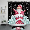 Santa Claus Snowflake Christmas Tree Bathroom Accessories- Celebrate the Festive Season with This Shower Curtain