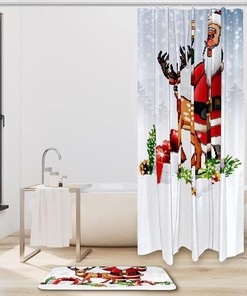 Santa Deer Waterproof Bath Curtain for Your Bathroom- Celebrate Christmas in Style