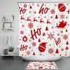 Santa Elk Sleigh Christmas Shower Curtain - Ball And Snowflake Bathroom Accessory