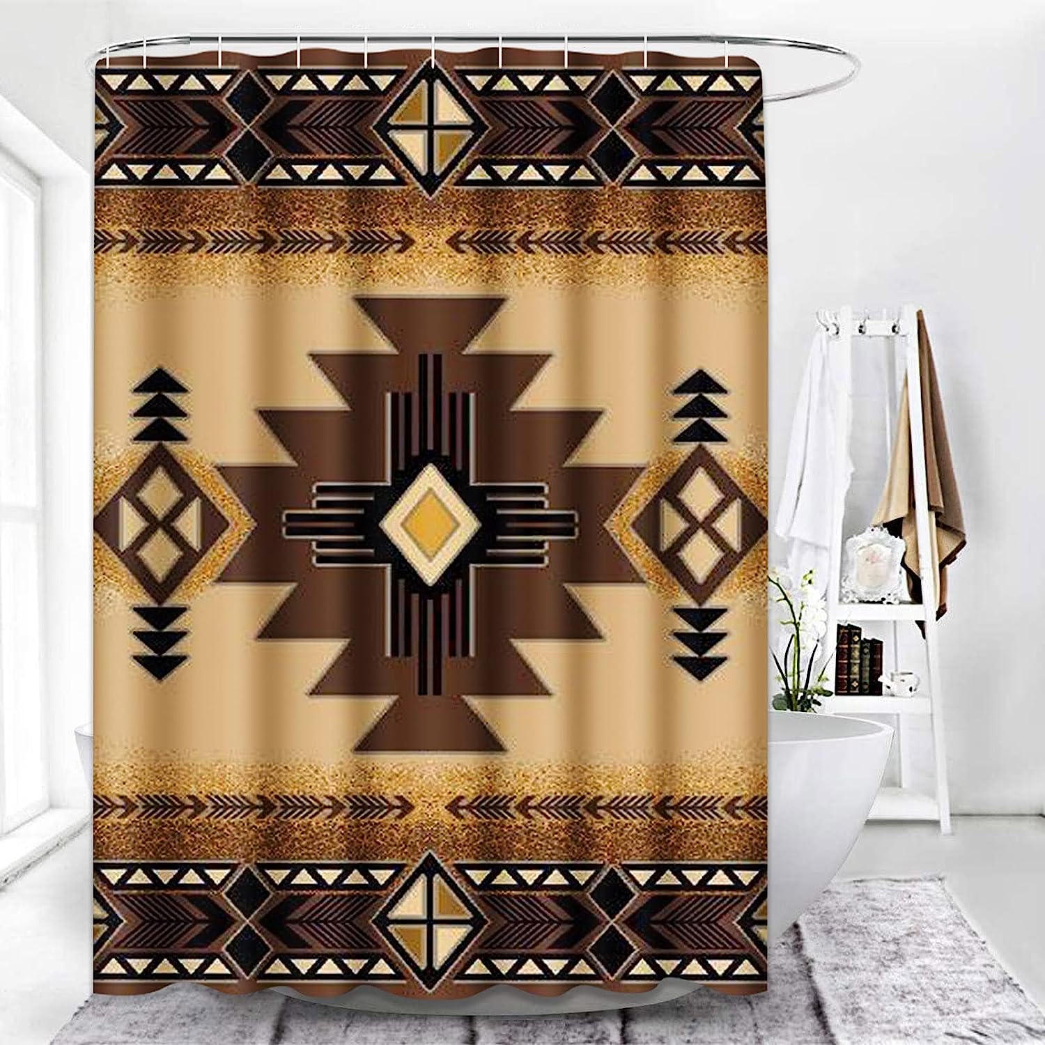 Santa Fe Creams South Western Restroom Shower Curtain Waterproof Washable