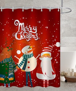 Santa Moose 3D Printing Modern Art Waterproof Shower Curtain, A Perfect Christmas Gift