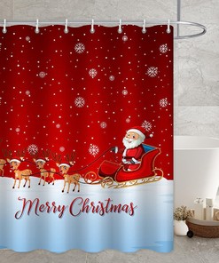 Santa Moose 3D Printing Modern Art Waterproof Shower Curtain- A Perfect Gift for the Holidays