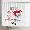 Santa Paws Country Shower Curtain, Dog And Reindeer Bathroom Decor, Believe In Santa Paws