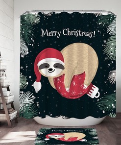 Santa Sloth Sleeping On Christmas Bauble Funny Shower Curtain