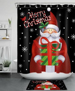 Santa Snowflake Gifts Christmas Shower Curtain - Fun Festive Bathroom Decor